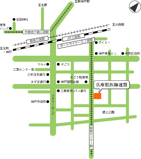 兵庫県医師連盟の地図